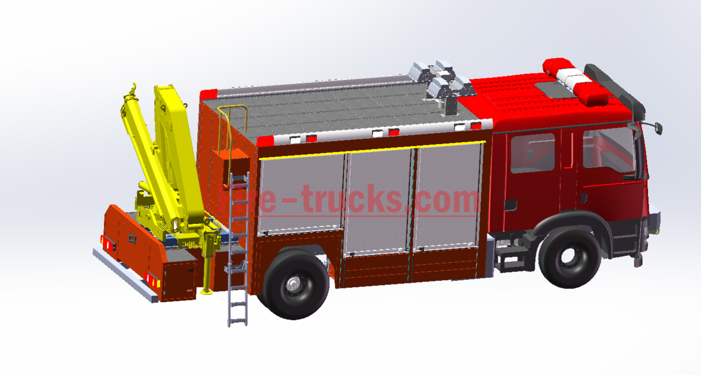 HOWO Rescue Fire Fighting Truck mounted Crane technical drawing