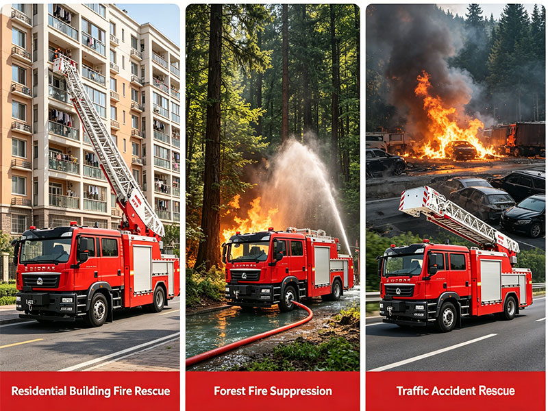 HOWO 4x2 rescue fire engine and aerial rescue platform